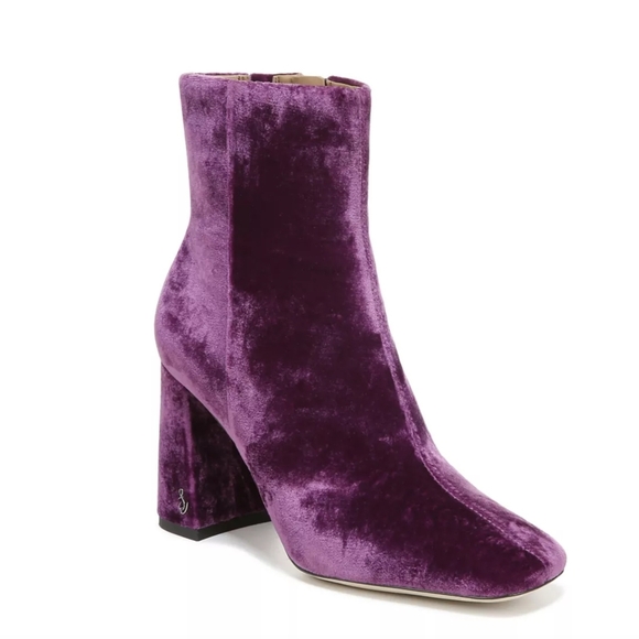 Sam Edelman Velvet Purple Heeled Boots - Picture 2 of 5